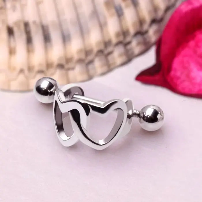 Interlocking Hearts Cartilage Cuff - Heart Cartilage Piercing